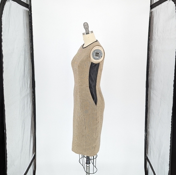 Jason Wu Tweed Leather Dress Tan Black S Business casual preppy classic runway - Picture 2 of 8